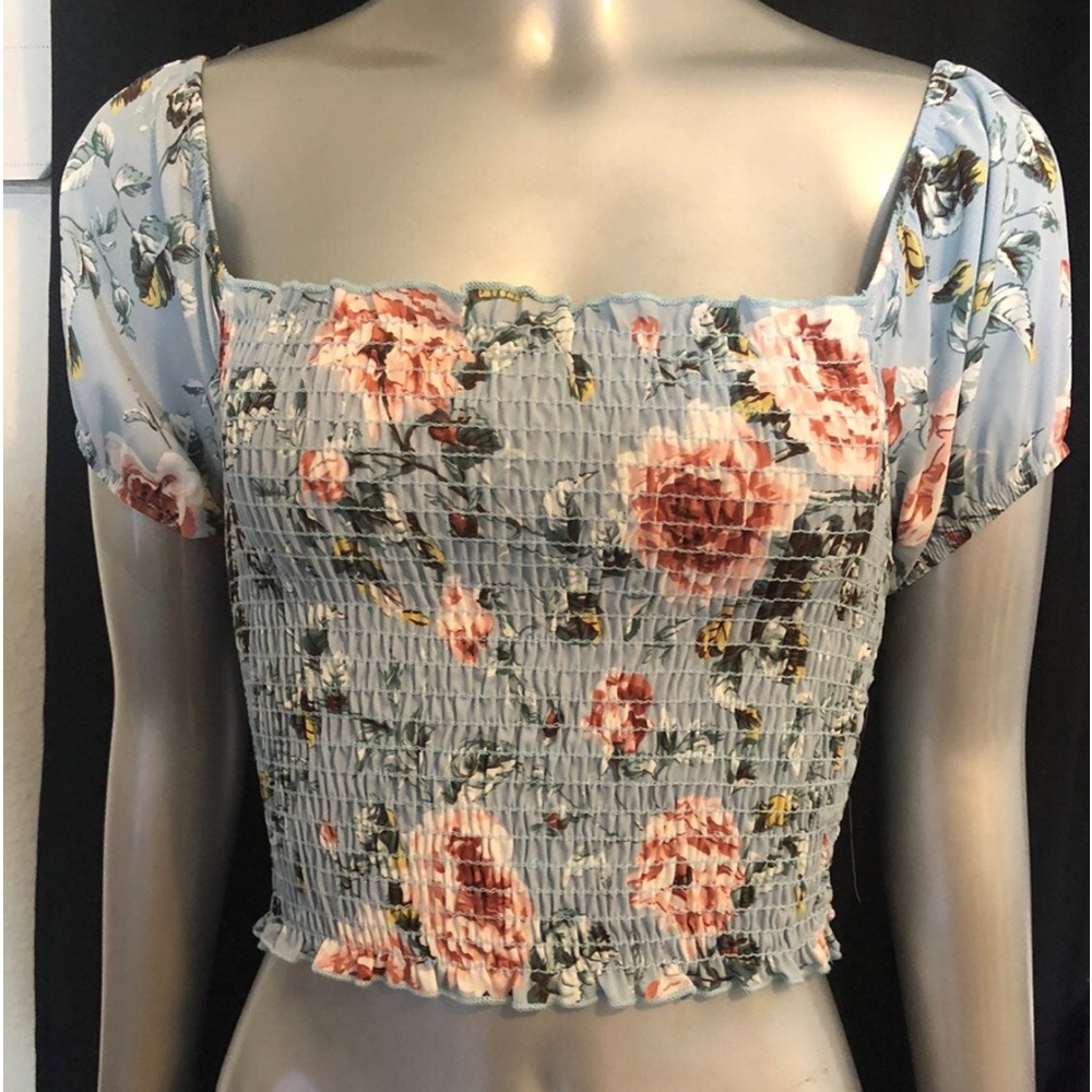 Blue Floral Crop Top